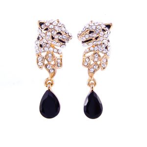 Leopard Rhinestone Unique Statement Earrings