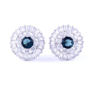 High-end Dark Green Luxurious Full Zirconia Stud Earrings