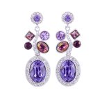 Purple rhinestones on white background
