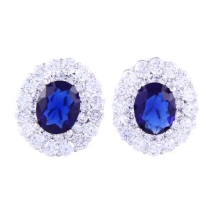 Oval Luxurious Sparkling Colored Zirconia Earrings