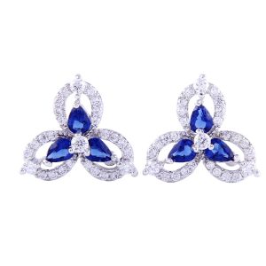Three-Petal Hollow Rhinestone Stud Earrings