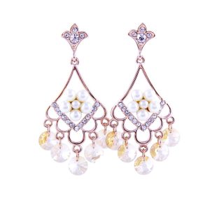 Gold-tone Sparkling Rhinestone Vintage Elegant Earrings