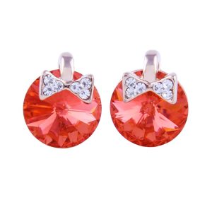 Bow-shaped Round Sparkling Stud Earrings