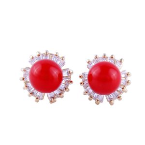 Red Bead Exquisite Stud Earrings