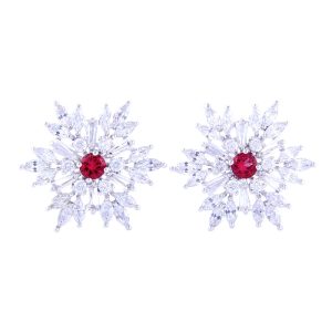 Snowflake-shaped Hollow Zirconia Earrings