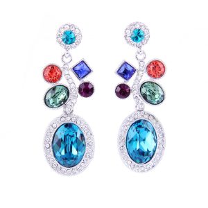 Luxurious Elegant Sparkling Colorful Rhinestone Dangle Earrings