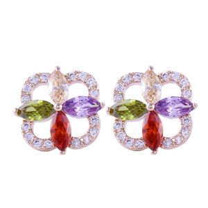 Full inlay Rhinestone Colored Zircon Earrings
