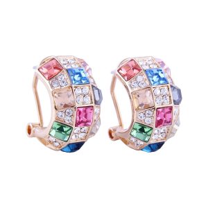 Square Shaped Colorful Rhinestone Earrings
