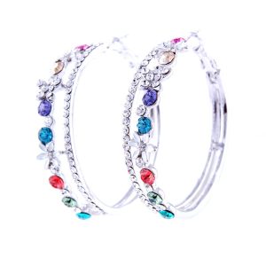 High-end Colorful Rhinestone Exquisite Sparkling Hoop Earrings