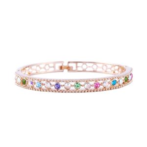 Hollow Elegant Colored Rhinestone Bracelet