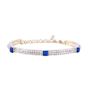 Blue Rhinestone Half-Circle Bracelet
