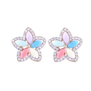 Five-Color Flower-Shaped Stud Earrings