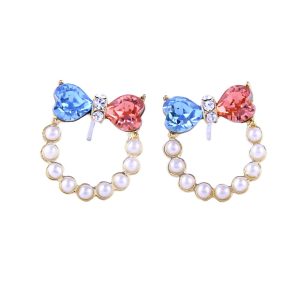Bowknot Shiny Rhinestone Stud Earrings