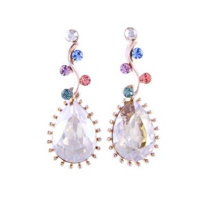 Line Design with Waterdrop High-end Sparkling Rhinestone Earrings