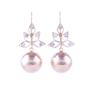 Gold-tone Brushed Finish Statement Dangle Earrings