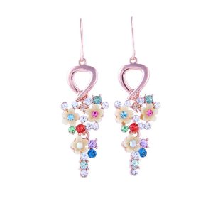 Exquisite Floral Sparkling Dangle Earrings for Women
