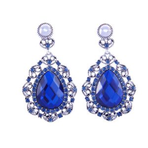 Blue Vintage-style Elegant Dangle Earrings