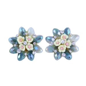 Handcrafted Crystal Flower Stud Earrings