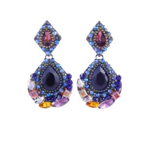 Vintage Unique Dark-tone Artificial Crystal Dangle Earrings