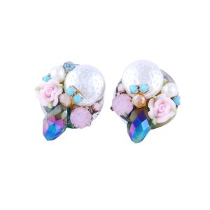 Handmade Pearl Flower Stud Earrings
