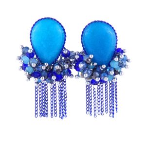 Natural Stone Whisker Blue Earrings