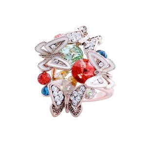Three Butterflies Colorful Ring