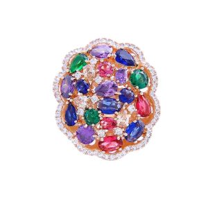 Luxurious Full-Color Zircon Ring
