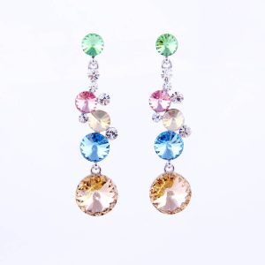 Luxurious High-End Colorful Sparkling Dangle Earrings