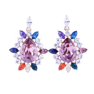 Elegant Luxurious Super Sparkling Colorful Rhinestone Waterdrop Earrings