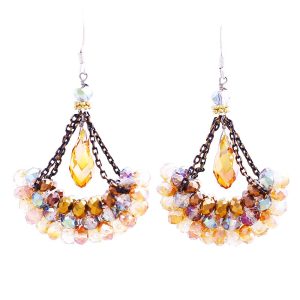 Yellow Artificial Crystal Exquisite High-end Vintage Dangle Earrings