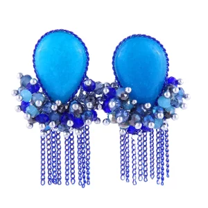 Natural Stone Whisker Blue Earrings