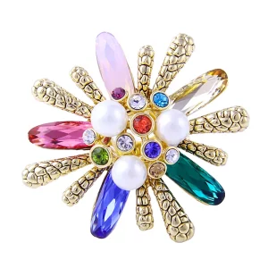 Luxury Floral Colored Rhinestone Ring
