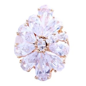 Flower-Shaped Large Zircon Ring
