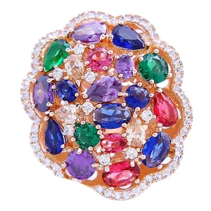 Luxurious Full-Color Zircon Ring
